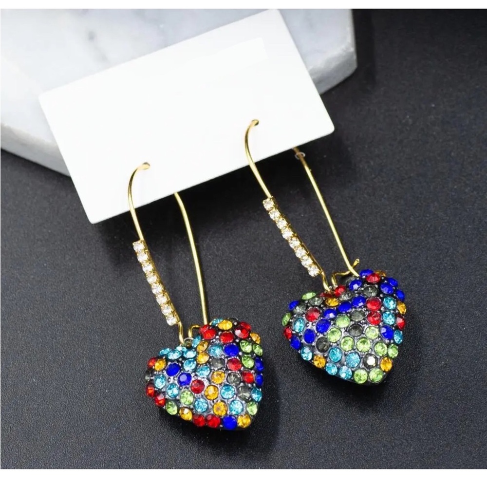 Gorgeous Stunning Colorful Heart Earrings